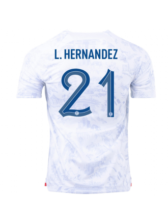 Maglia da trasferta Nike France Lucas Hernandez con patch Campione del Mondo 22/23 (Bianco)