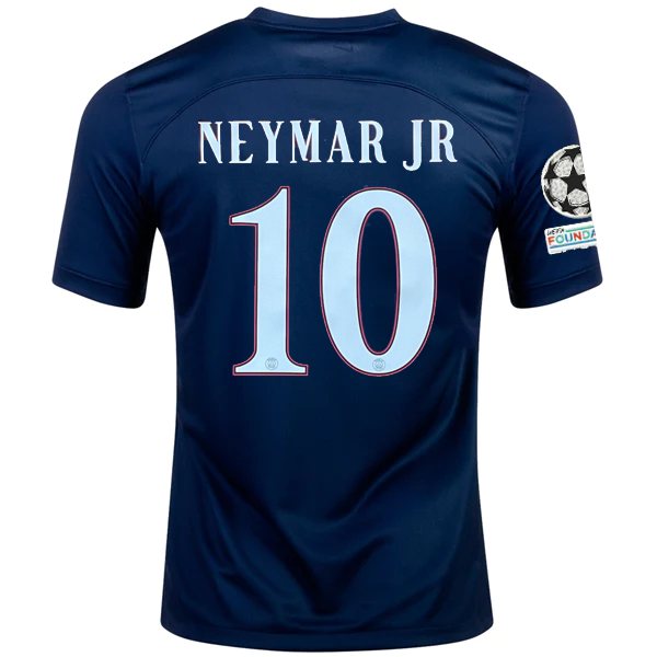 Maglia home Nike Paris Saint-Germain Neymar Jr con toppe Champions League 22/23 (Midnight Navy/Bianco)