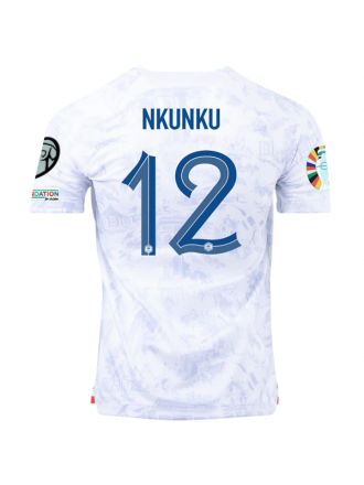 Maglia da trasferta Nike France Christopher Nkunku con patch campione della Nations League + patch qualificazioni Euro 22/23 (Bianco)