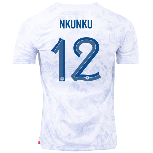 Maglia da trasferta Nike France Christopher Nkunku con patch Campione del Mondo 22/23 (Bianco)