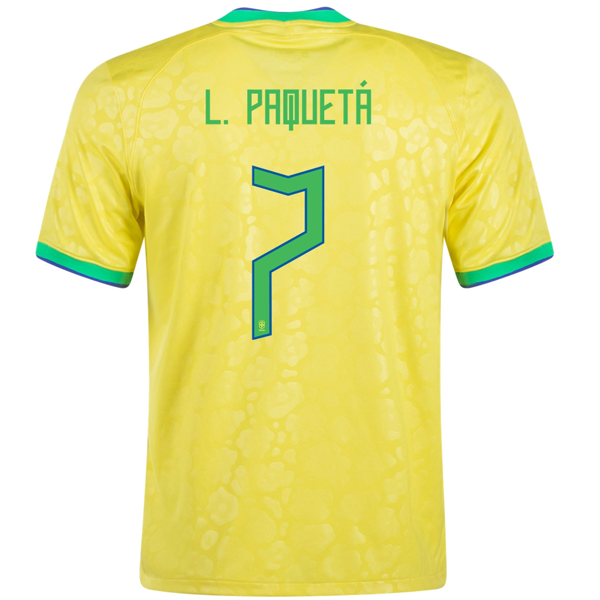 Nike Brazil Lucas Paqueta Maglia home 22/23 (giallo dinamico/blu)