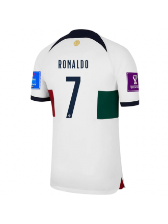 Maglia da trasferta Nike Portugal Cristiano Ronaldo con toppe Coppa del Mondo 2022 22/23 (vela/ossidiana)