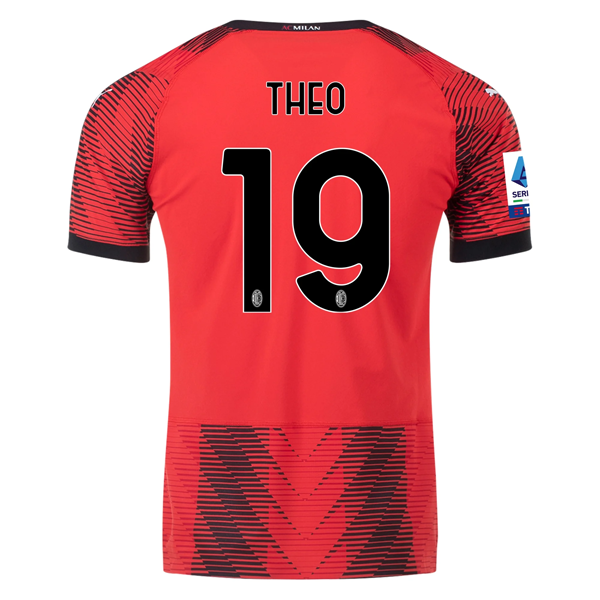 Puma AC Milan Authentic Theo Hernández Maglia home con patch Serie A 23/24 (rosso/nero)