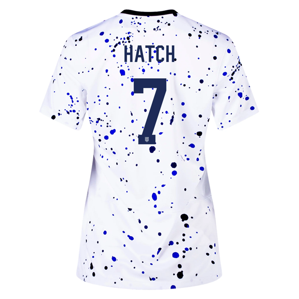 Maglia Nike Donna Stati Uniti Ashley Hatch 4 Star Home 23/24 con patch campione del mondo 2019 (bianco/blu)