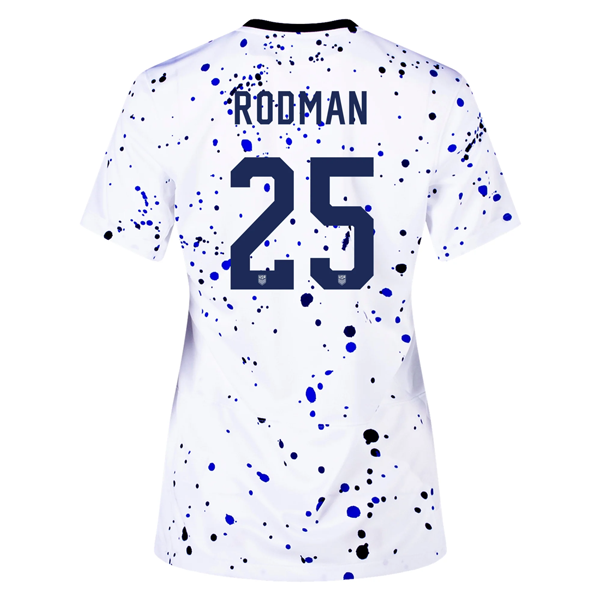 Maglia Nike Womens United States Trinity Rodman 4 Star Home 23/24 w/ 2019 World Cup Champion Patch (Bianco/Blu)